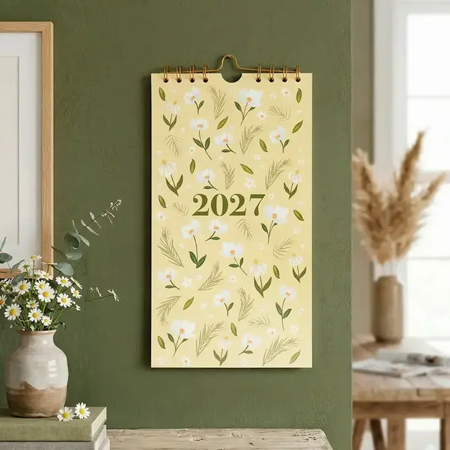 PaperClip Kalender - Witte bloemen - 2027 - 04-KAL.MA.2710-1