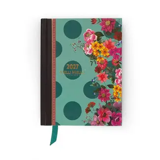 PaperClip Agenda - Bloemen stippen - Groen - Melli Mello - 2027 - 04-AGE.MM.2705-2