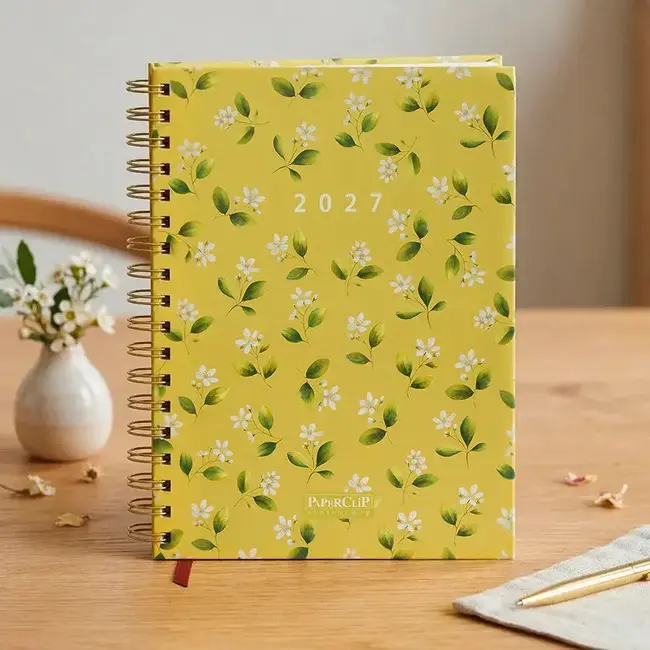 PaperClip Agenda - Witte bloesem - Groen - 2027 - 04-AGE.BM.2708-2