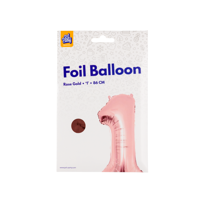 Paper Dreams Folieballon - Cijfer - 1 - Roségoud - 86cm - Zonder vulling