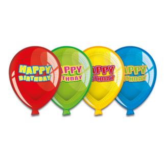Folat Borden - Happy birthday - Kleurrijke ballon - 23cm - 6st.