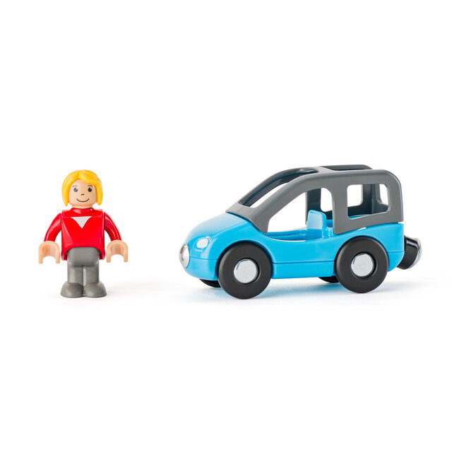 Parkeer garage - Klein - Hout - Inclusief 6 figuren - 30x28x22,5cm
