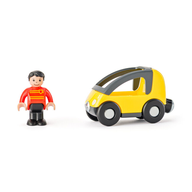 Parkeer garage - Klein - Hout - Inclusief 6 figuren - 30x28x22,5cm
