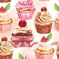 Kaart - Cupcakes & roze strik - Galleria - VB0.3002
