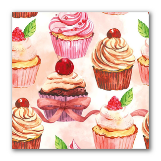 Kaart - Cupcakes & roze strik - Galleria - VB0.3002