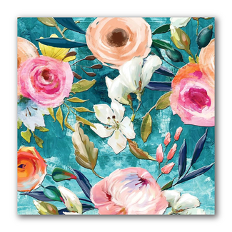 Kaart - Roze bloemen & blauwgroen - Galleria - VB0.3007