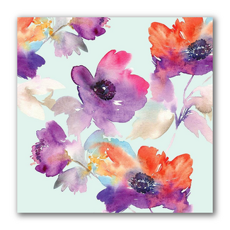 Kaart - Paarse & oranje aquarelbloemen - Galleria - VB0.3034