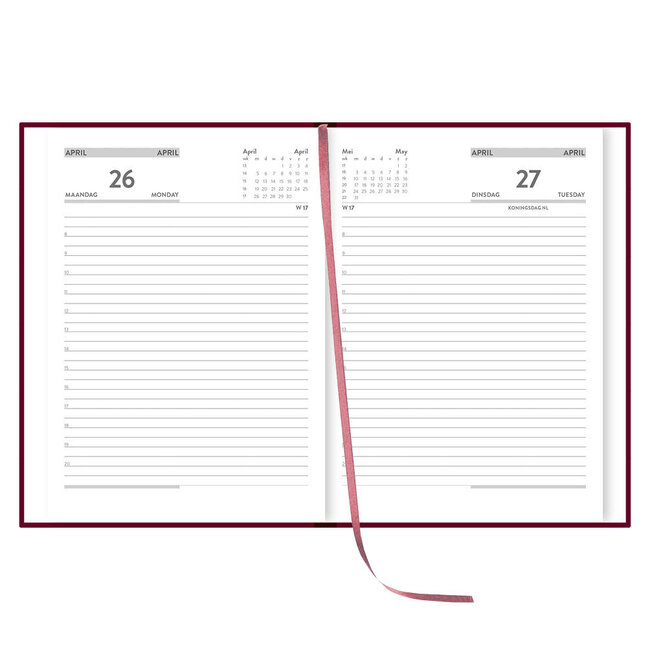 Comello Agenda - Bordeauxrood - 2027 - 21x14,5cm