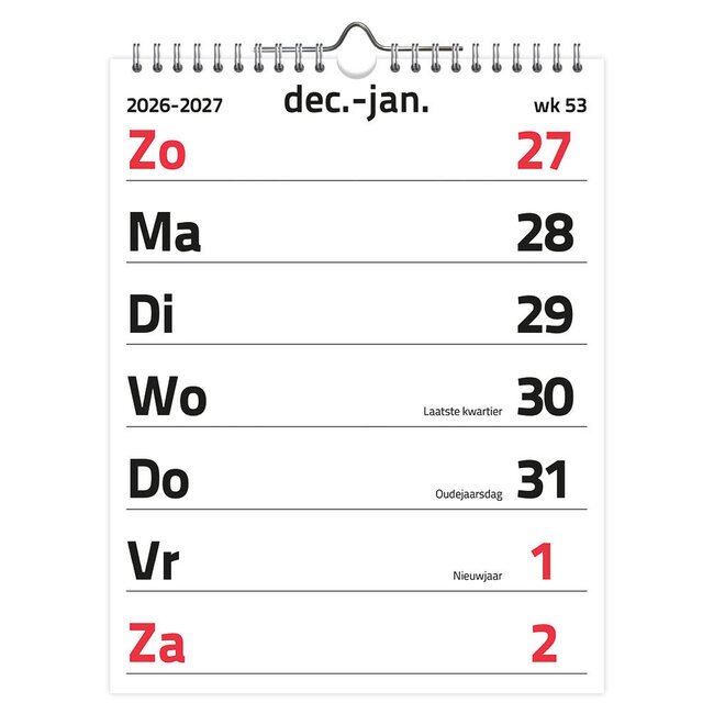 Comello Kalender - Grootletters - XL - 2027 - 21x34cm