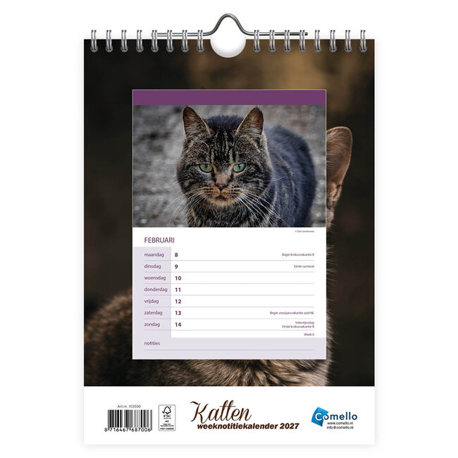 Comello Kalender - Katten - 2027 - 16,5x23cm
