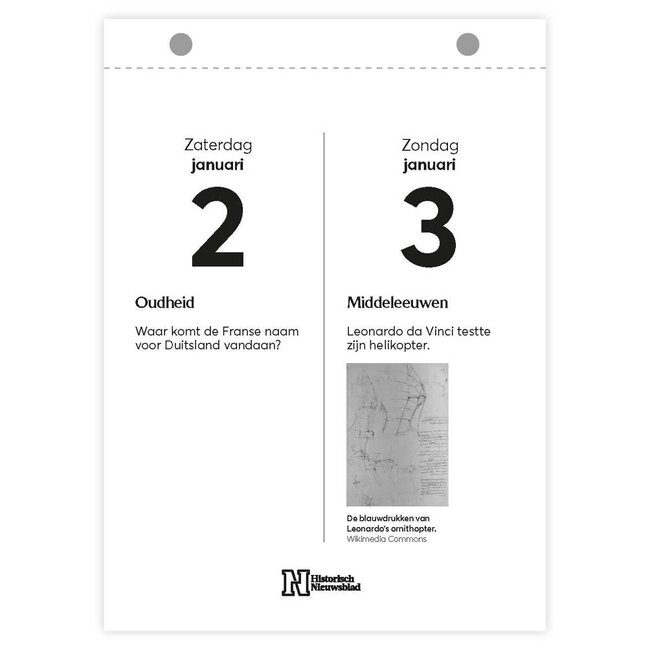 Comello Scheurkalender - Historische scheurkalender - 2027 - 13x18cm