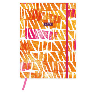 Comello Agenda - Oranje, roze stempels - 2027 - 10,5x14cm
