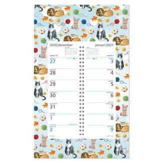 Comello Kalender - Blauwe speelvreugde - Franciens katten - Omleg op schild - 2027