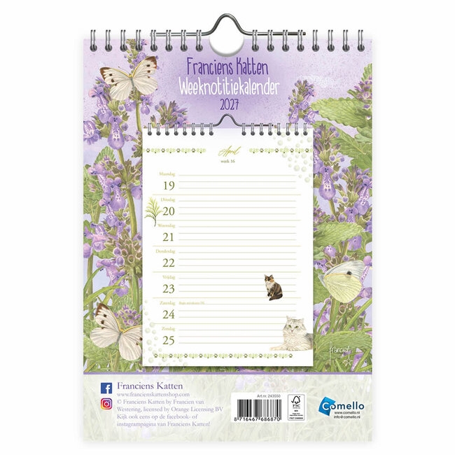 Comello Kalender - Suus - Franciens katten - 2027 - 16,5x23cm