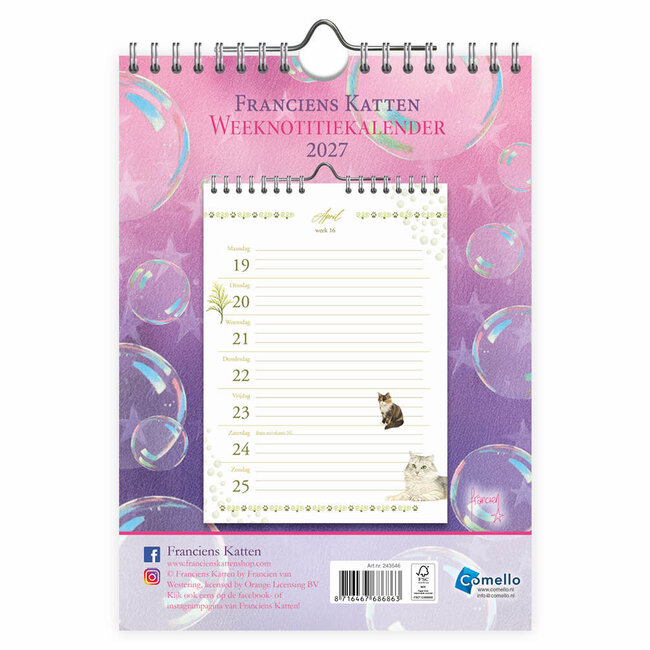 Comello Kalender - Blitz - Franciens katten - 2027 - 16,5x23cm