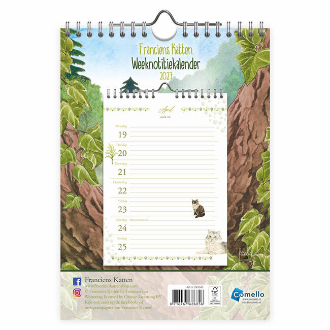 Comello Kalender - Bailey - Franciens katten - 2027 - 16,5x23cm