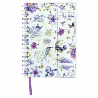 Comello Agenda - Blauwe bloemen - Janneke Brinkman - Spiraal, luxe - 2027 - 11x15,5cm
