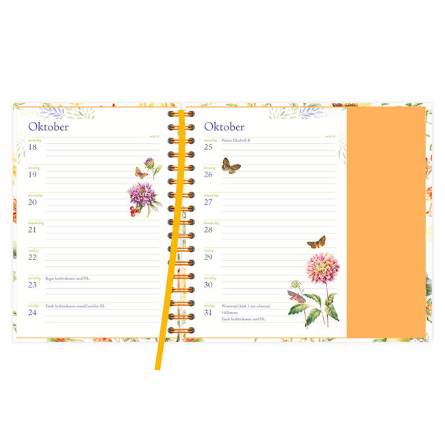 Comello Agenda - Gele bloemen - Janneke Brinkman - Spiraal, luxe - 2027 - 11x15,5cm