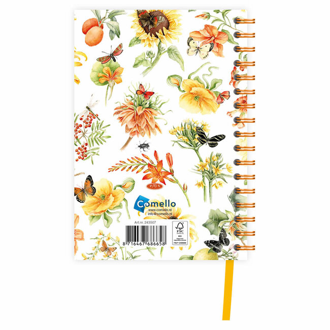 Comello Agenda - Gele bloemen - Janneke Brinkman - Spiraal, luxe - 2027 - 11x15,5cm