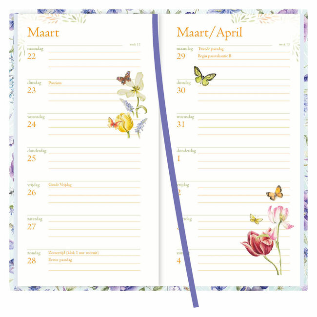 Comello Agenda - Blauwe bloemen - Janneke Brinkman - 2027 - 9x17cm