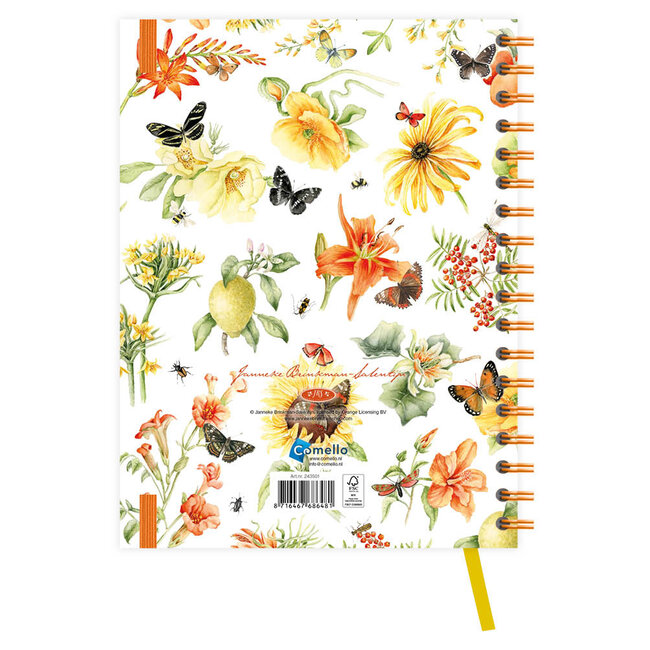 Comello Agenda - Gele bloemen - Janneke Brinkman - Spiraal - 2027 - 17,5x23,5cm