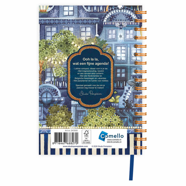 Comello Agenda - Studio Pompidom - Spiraal - Blauw - 2027 - 20x25cm