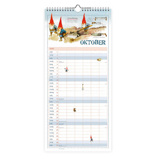 Comello Kalender - De kabouter - Rien Poortvliet - 5 personen - 2027 - 21x45cm