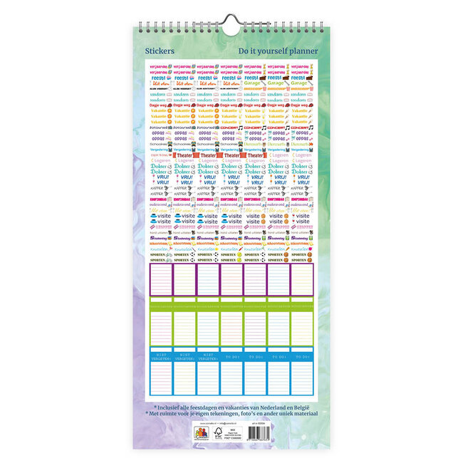 Comello Kalender - Do it yourself - 5 personen - 2027 - 21x45cm