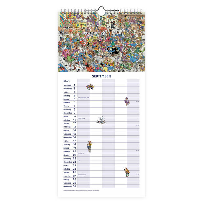 Comello Kalender - Jan van Haasteren - 5 personen - 2027 - 21x45cm
