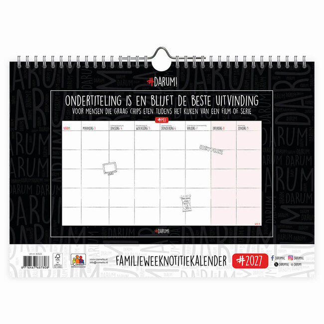 Comello Kalender - Darum! - 5 personen - 2027 - 21x30cm