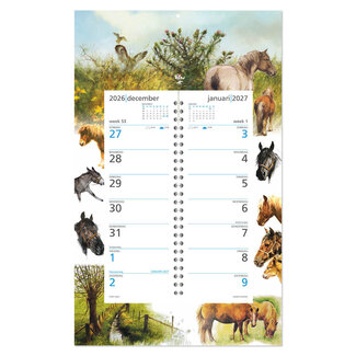 Comello Kalender - Paarden - Rien Poortvliet - Omleg op schild - 2027 - 21x34cm