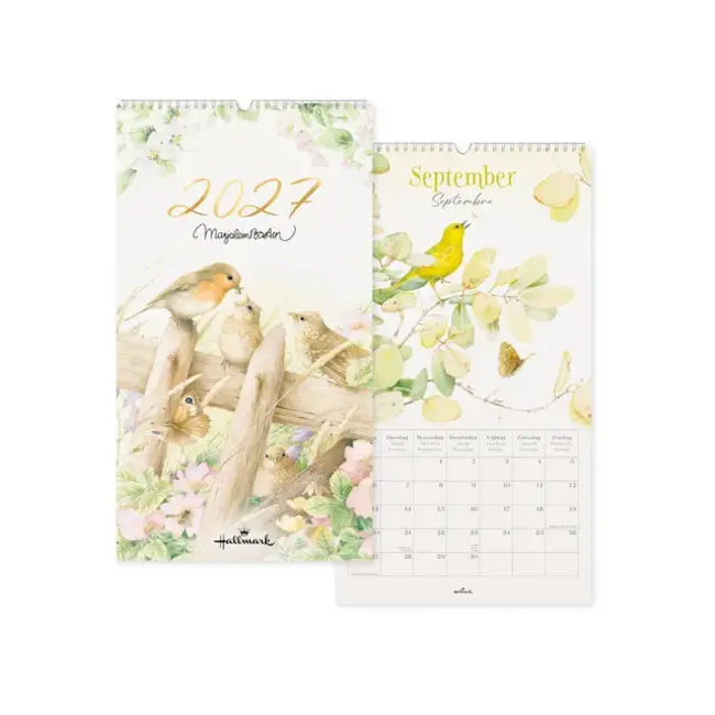 Hallmark Kalender - Roodborstjes op hek - Groot - Marjolein Bastin - 2027