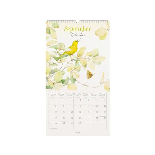 Hallmark Kalender - Roodborstjes op hek - Groot - Marjolein Bastin - 2027