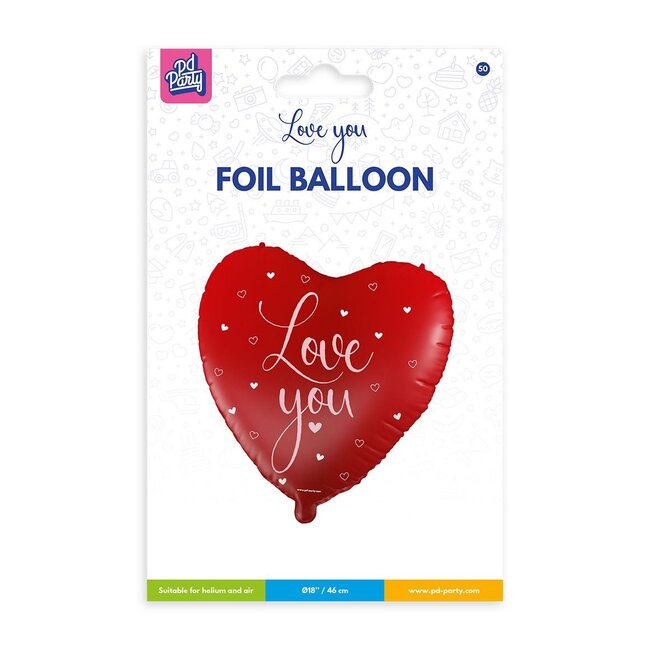 Paper Dreams Folieballon - Love you rood - 46cm - Zonder vulling