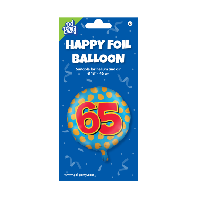 Paper Dreams Folieballon - 65 jaar - 46cm - Zonder vulling