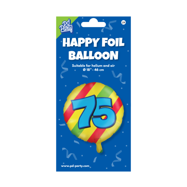 Paper Dreams Folieballon - 75 jaar  - 46cm - Zonder vulling