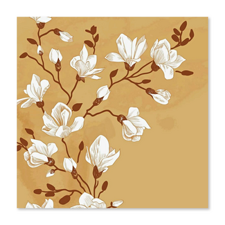 Kaart - Witte magnolia's op okergeel - Galleria - VB0.3070