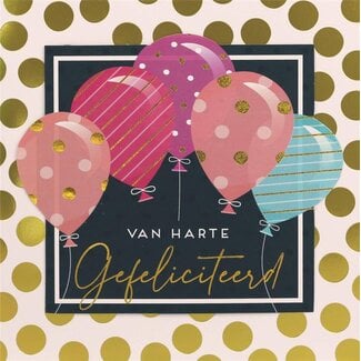 PaperClip Kaart - Van harte gefeliciteerd, ballonnen - Glitter & Glamour - SQE.3021