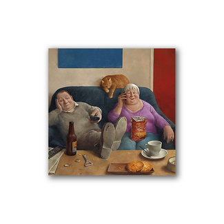 Comello Kaart - Familie aan de lijn -  Marius van Dokkum - Klein - 10x10cm
