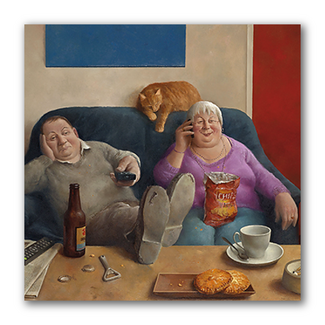Comello Kaart - Familie aan de lijn - Marius van Dokkum - 15x15cm