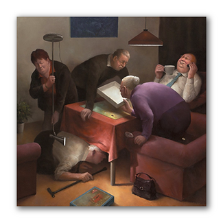 Comello Kaart - Onder moeders paraplu - Marius van Dokkum - 15x15cm