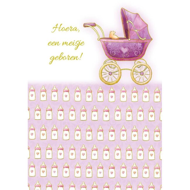 PaperClip Kaart - Hoera een meisje geboren! - ME - GBE.2889