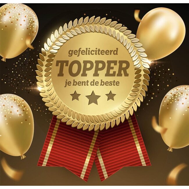 PaperClip Kaart - Gefeliciteerd topper, je bent de beste - Muziek & licht - VBE.7014
