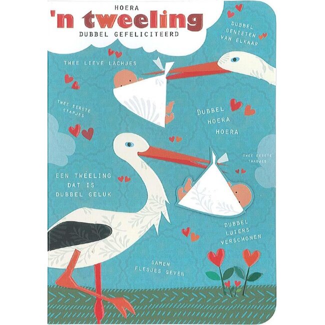 PaperClip Kaart - Hoera 'n tweeling, dubbel gefeliciteerd - ME - GBE.0066