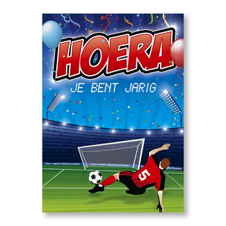 Kaart - Hoera je bent jarig, voetbal - Muziek & draaiende bal - ME - LGE.2866 - 16x22cm