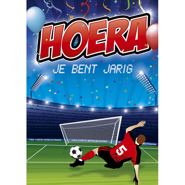 Kaart - Hoera je bent jarig, voetbal - Muziek & draaiende bal - ME - LGE.2866 - 16x22cm
