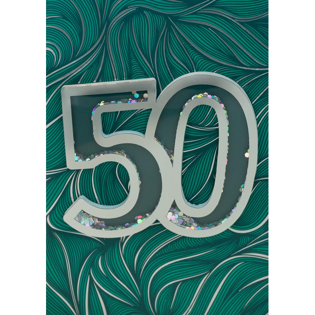 Kaart - 50, groen / zilver - ME - LGE.0007 - 16x22cm
