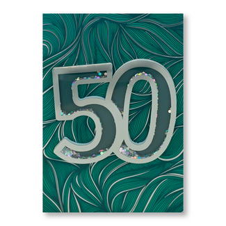 Kaart - 50, groen / zilver - ME - LGE.0007 - 16x22cm