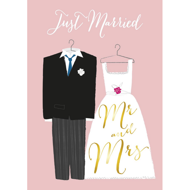 Kaart - Just married, Mr and Mrs - ME - LGA.0009 - 16x22cm