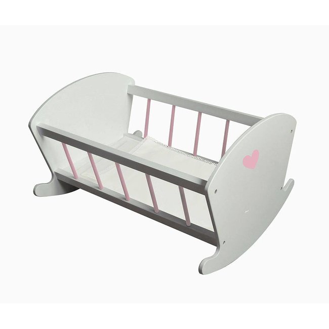 Engelhart Poppenbed - Schommelbedje - Wit / roze